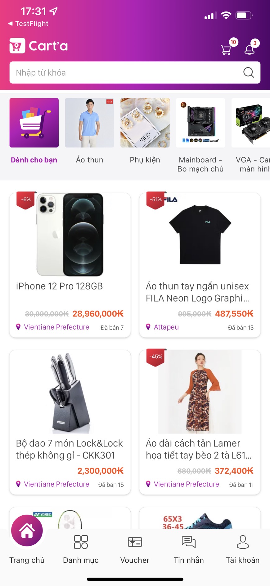 App sàn thương mại điện tử